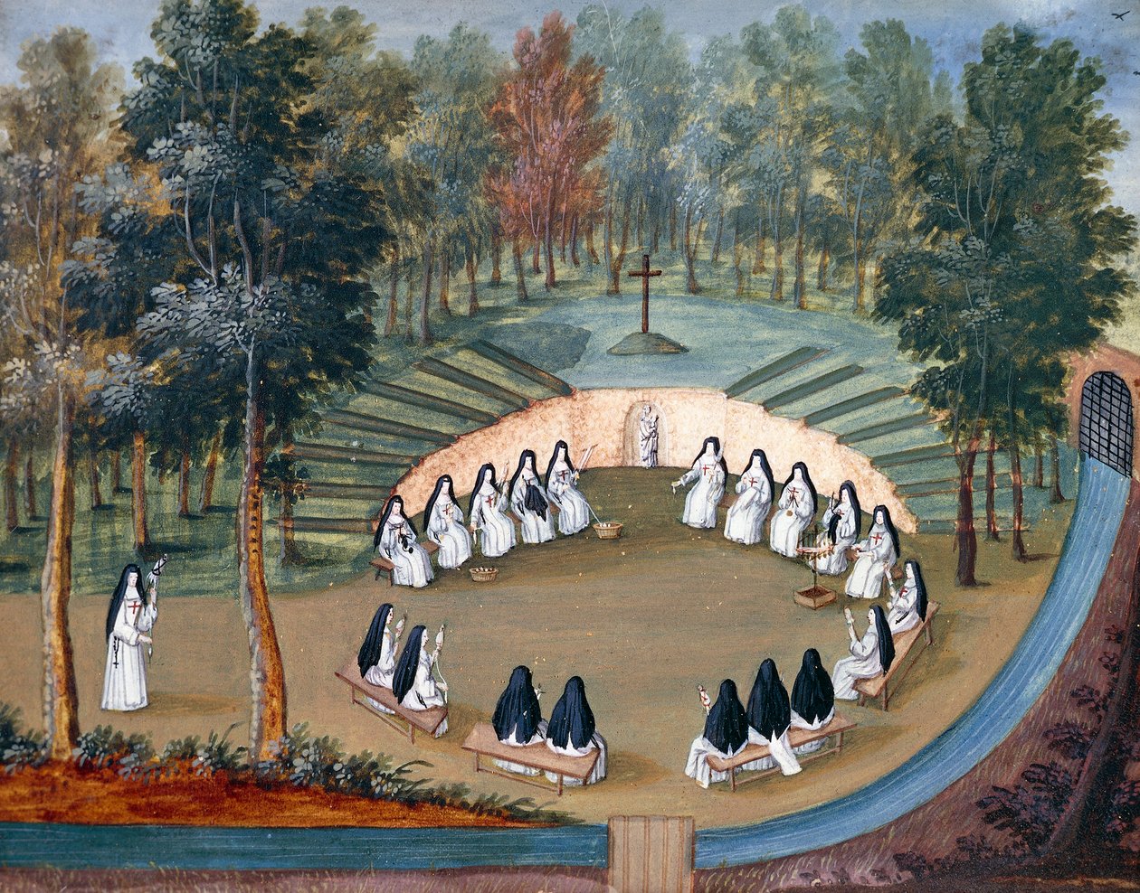 皇家港口香榭丽舍修道院，修女们在孤独中聚会 作者：Louise-Magdeleine Hortemels（1688-1767），法国 作者 路易丝·玛格德琳·霍特梅尔