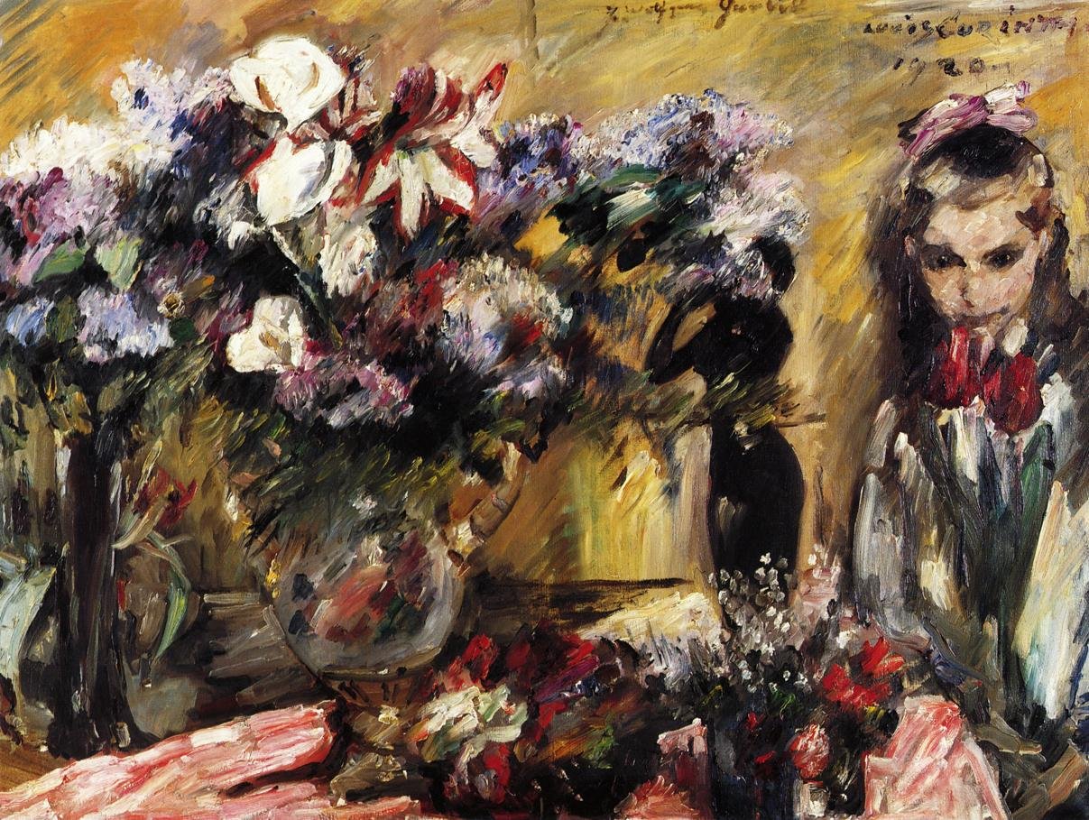 鲜花和女儿Wilhelminen 作者 洛维斯·科林斯（Lovis Corinth）