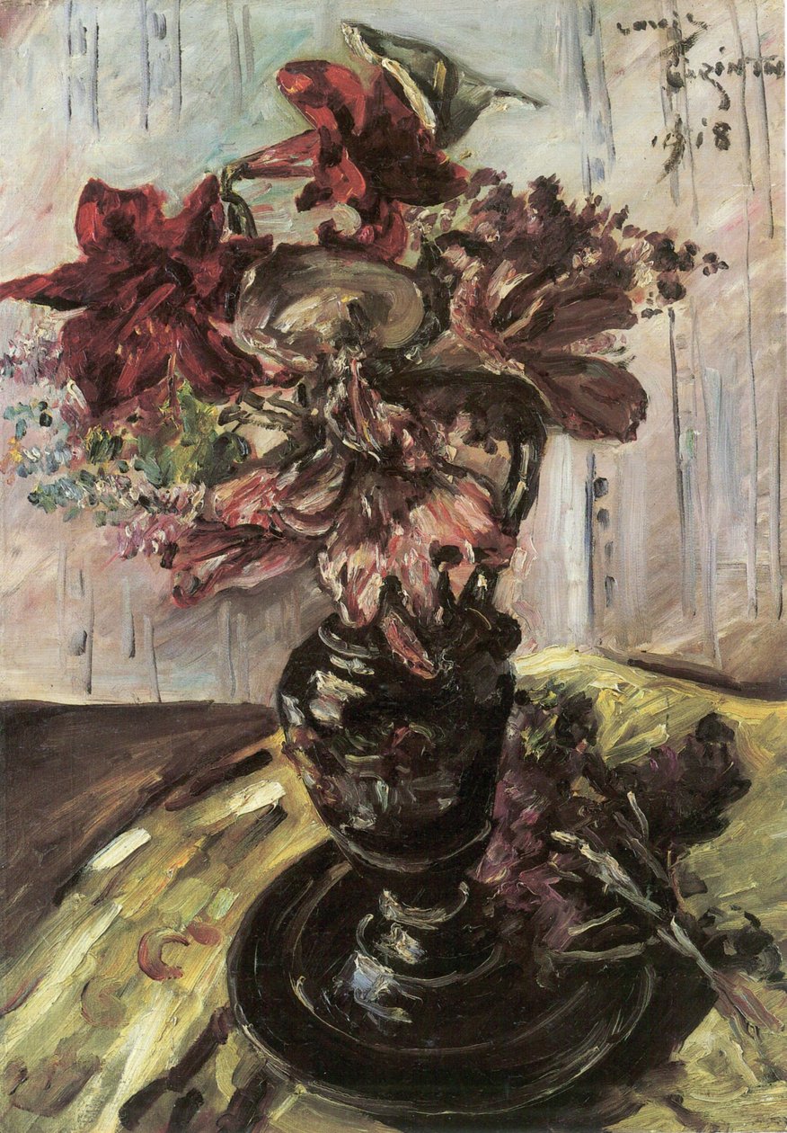与Kallan的花静物画 作者 洛维斯·科林斯（Lovis Corinth）