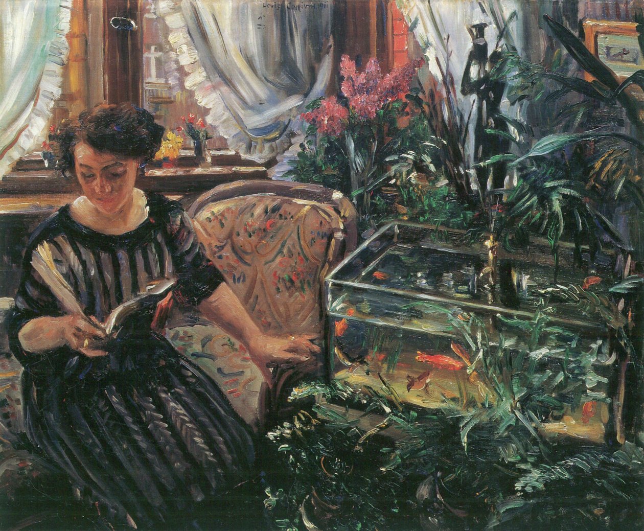 金鱼盆地的女士艺术家的妻子 作者 洛维斯·科林斯（Lovis Corinth）