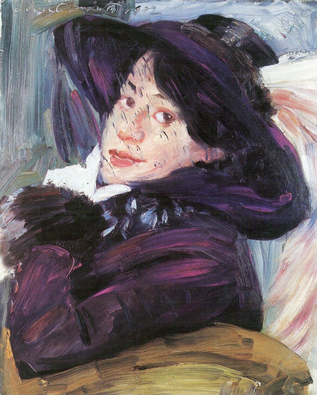 与紫色帽子的夫人画象 作者 洛维斯·科林斯（Lovis Corinth）