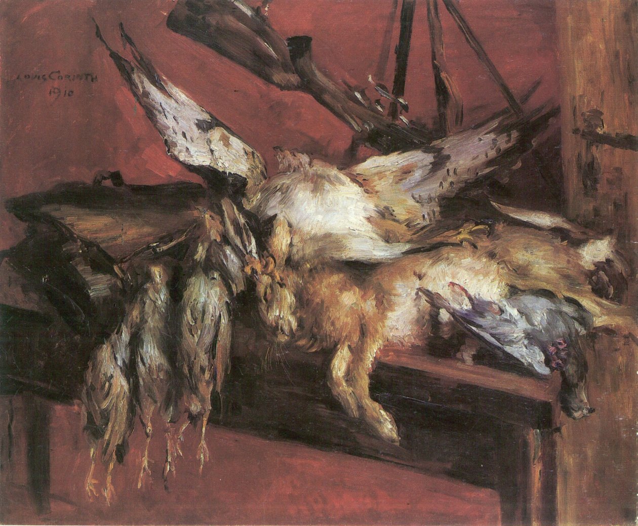 狩猎静物，野兔和鹧.. 作者 洛维斯·科林斯（Lovis Corinth）