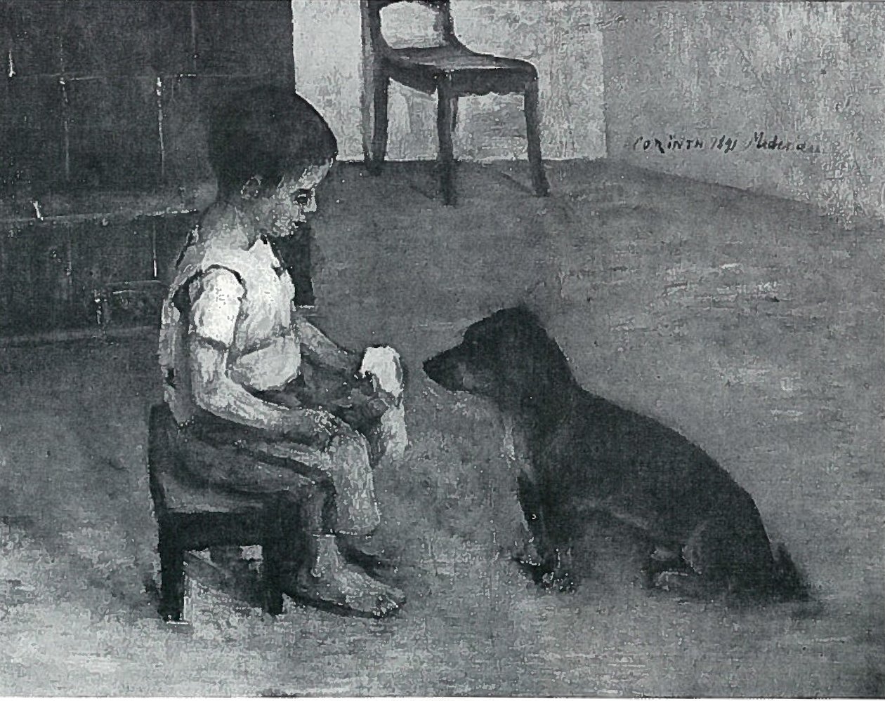 孩子用三明治和狗 作者 洛维斯·科林斯（Lovis Corinth）