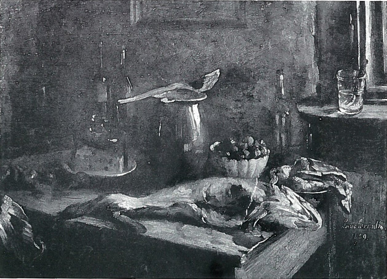 蛋糕静物，黑线鳕和牛肉面 作者 洛维斯·科林斯（Lovis Corinth）