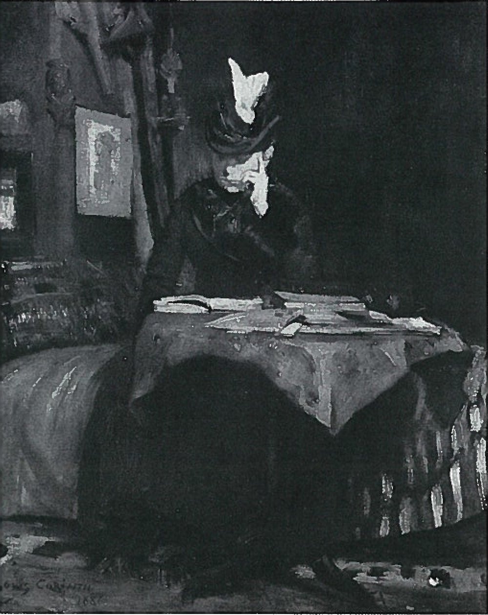 阅读女士在桌子上 作者 洛维斯·科林斯（Lovis Corinth）