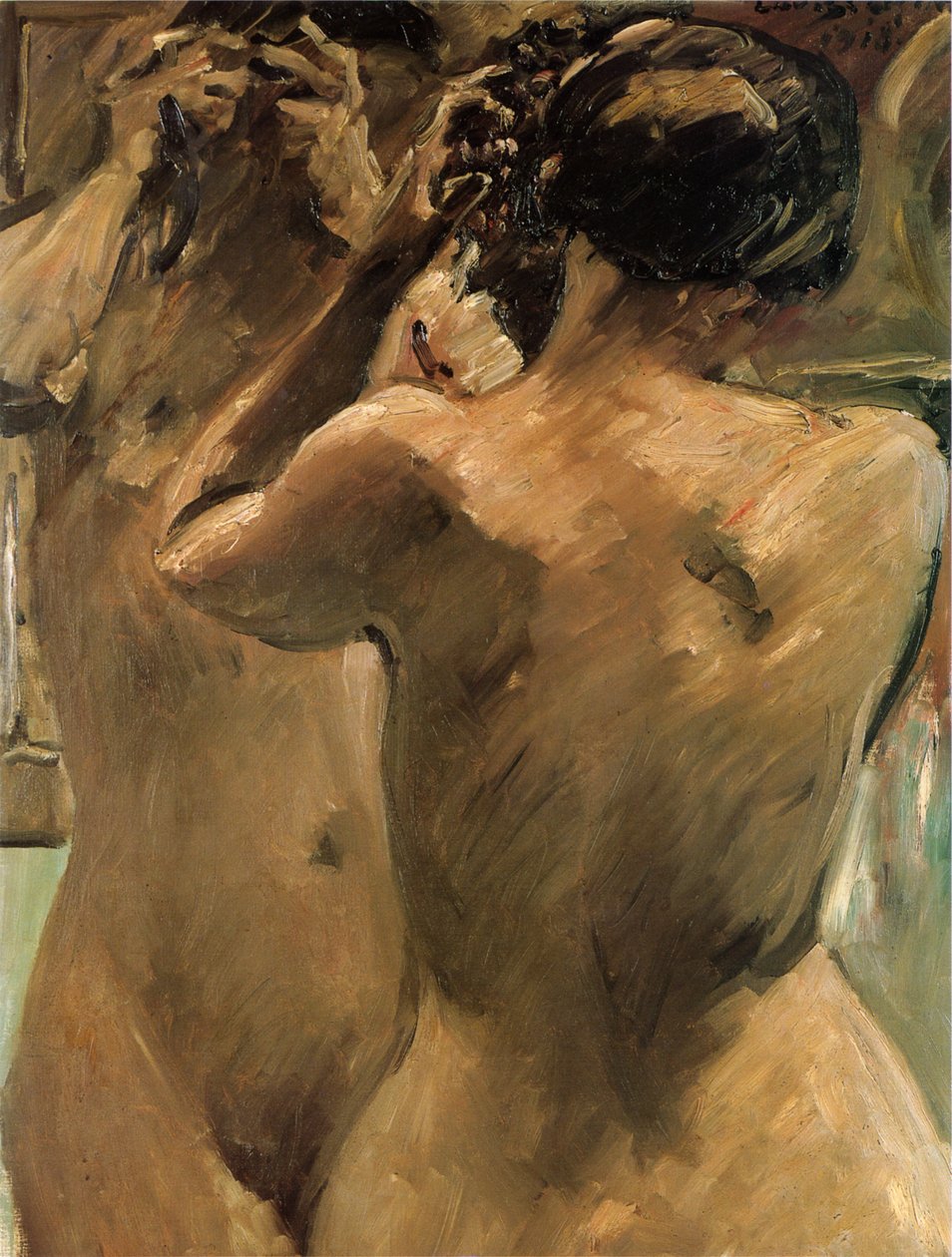 在镜子前面的女孩 作者 洛维斯·科林斯（Lovis Corinth）