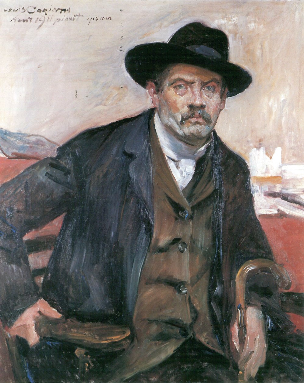 与黑帽会议和stickn的自画像 作者 洛维斯·科林斯（Lovis Corinth）