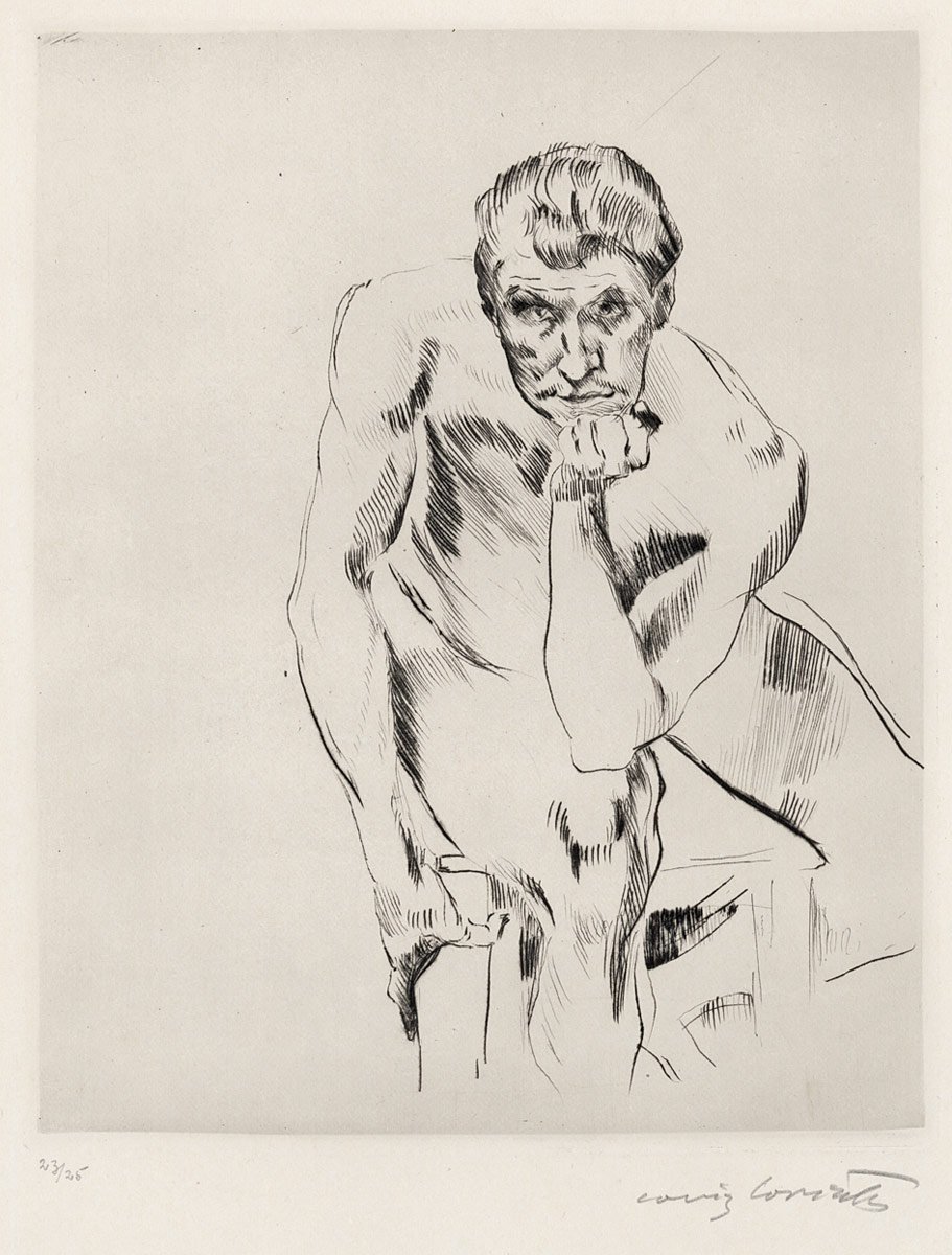 坐着男性裸体，思考 作者 洛维斯·科林斯（Lovis Corinth）