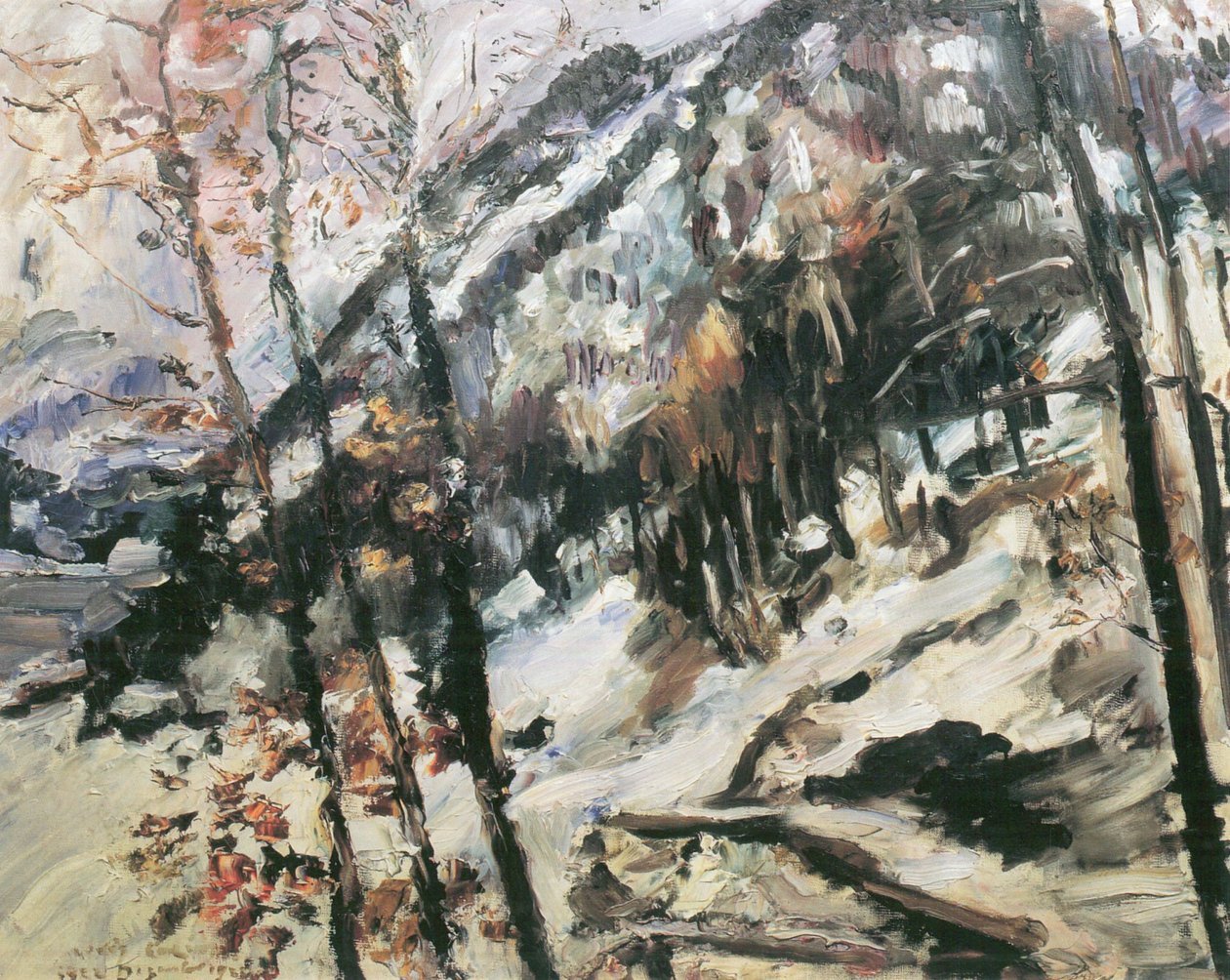 Walchensee与Herzogstand在雪地里 作者 洛维斯·科林斯（Lovis Corinth）