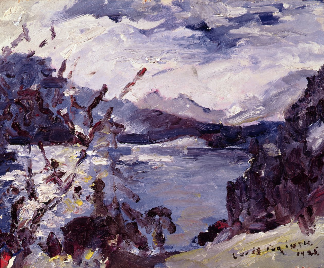 Lake Walchen湖被山包围，1925年 作者 洛维斯·科林斯（Lovis Corinth）