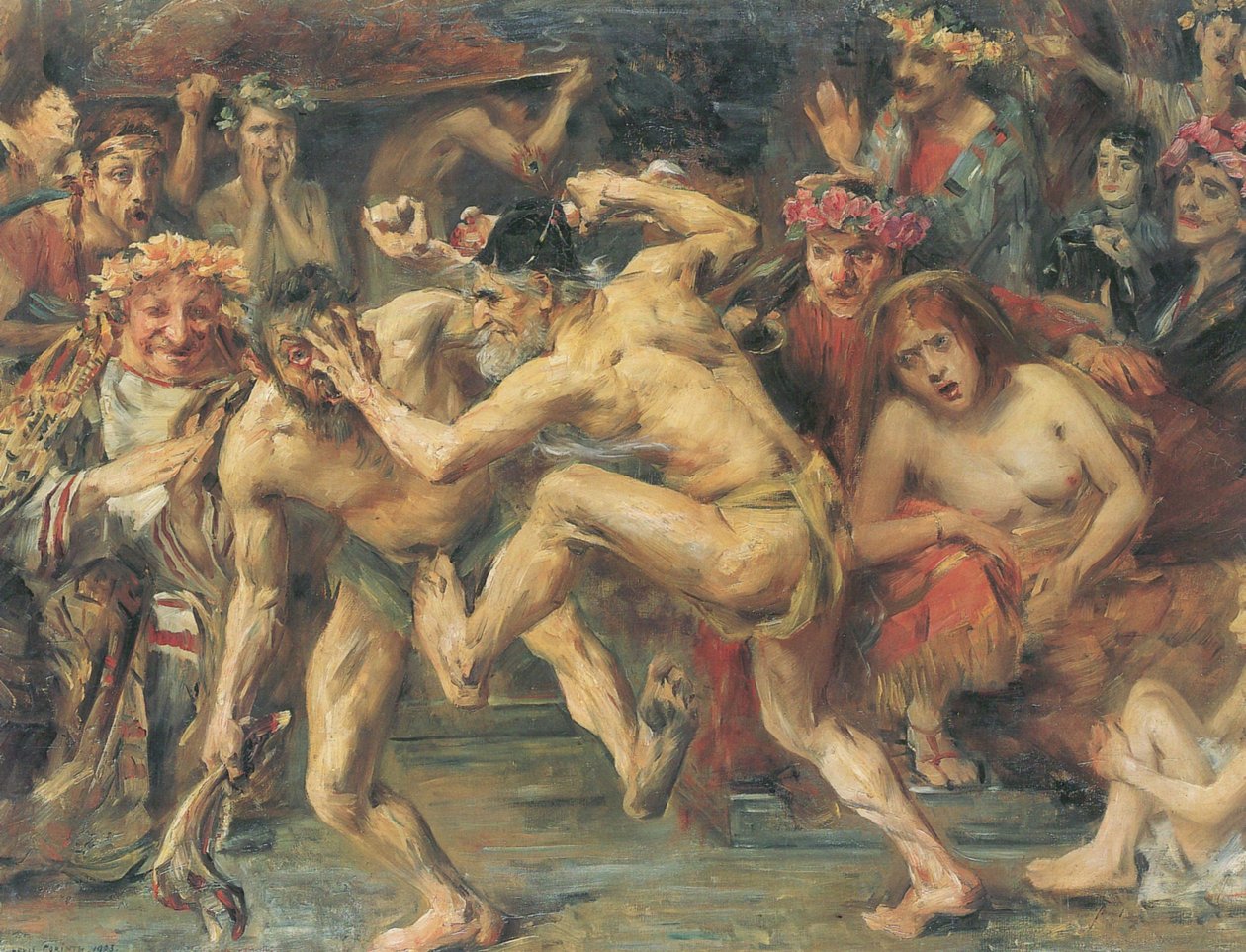 Odysseus im Kampf mit dem BettlerUlysses与乞丐战斗。尤利西斯与乞丐战斗。在尤利西斯和Iros.n之间的奥德赛战斗的灵感场景 作者 洛维斯·科林斯（Lovis Corinth）