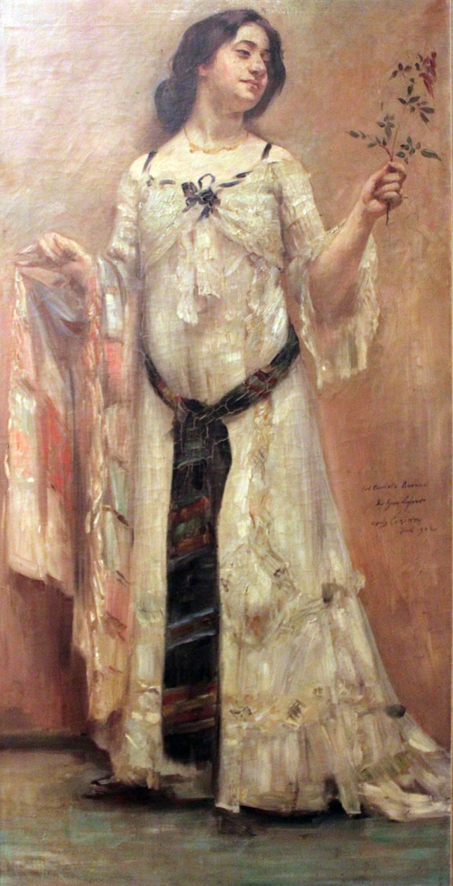 肖像Charlotte Berend穿着白色连衣裙 作者 洛维斯·科林斯（Lovis Corinth）