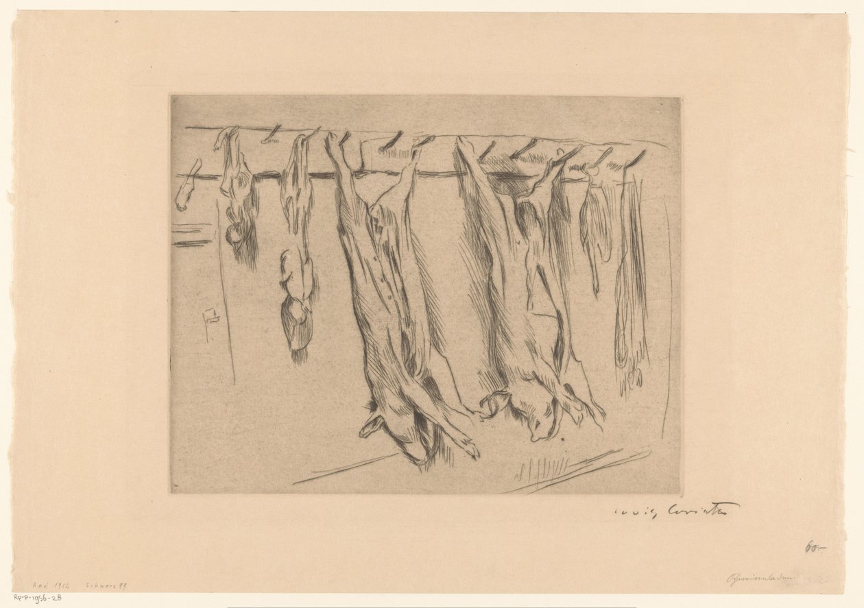 被屠宰的猪 作者 Lovis Corinth（艺术家签名）