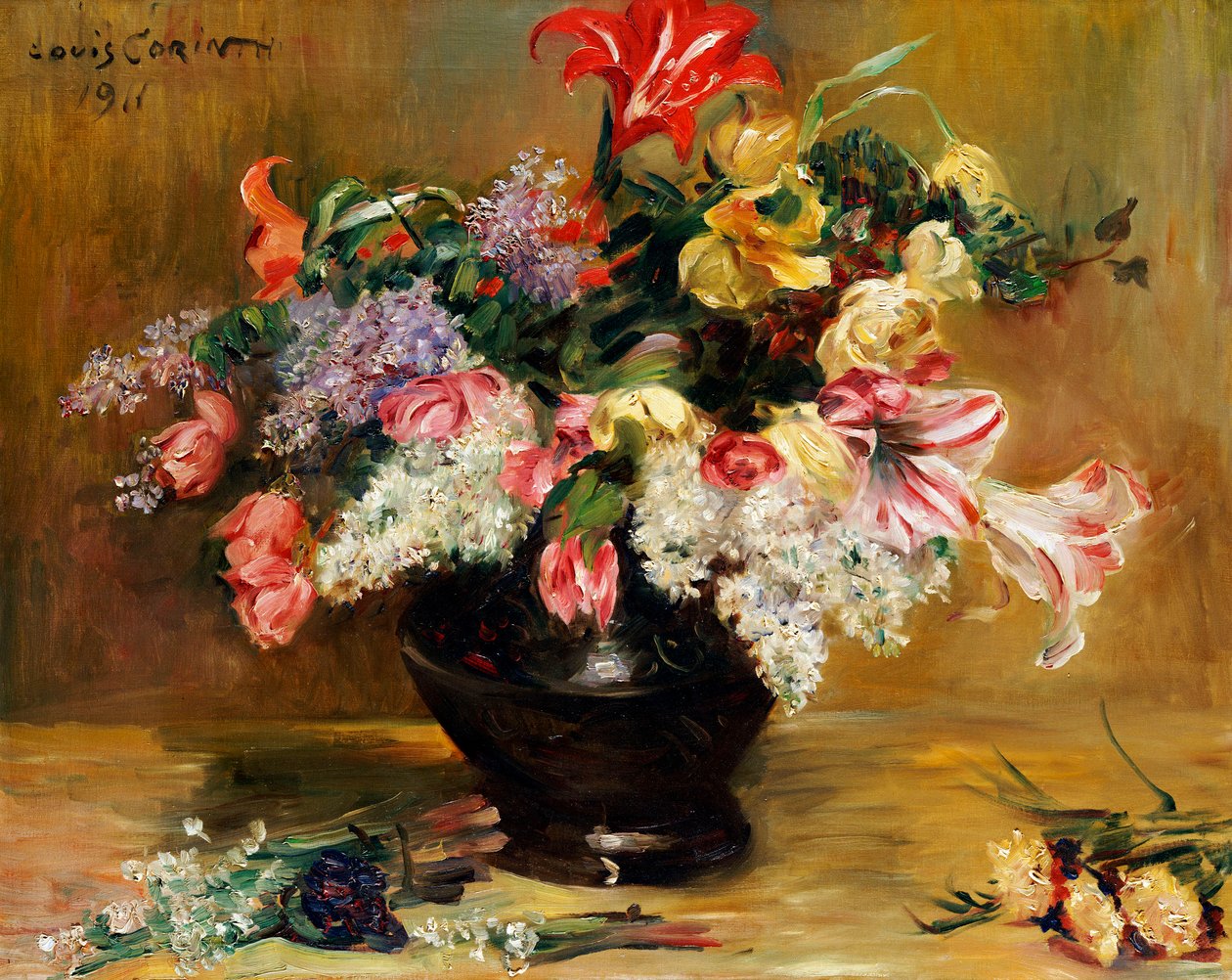 阿玛丽利斯，丁香和郁金香，1911年 作者 洛维斯·科林斯（Lovis Corinth）