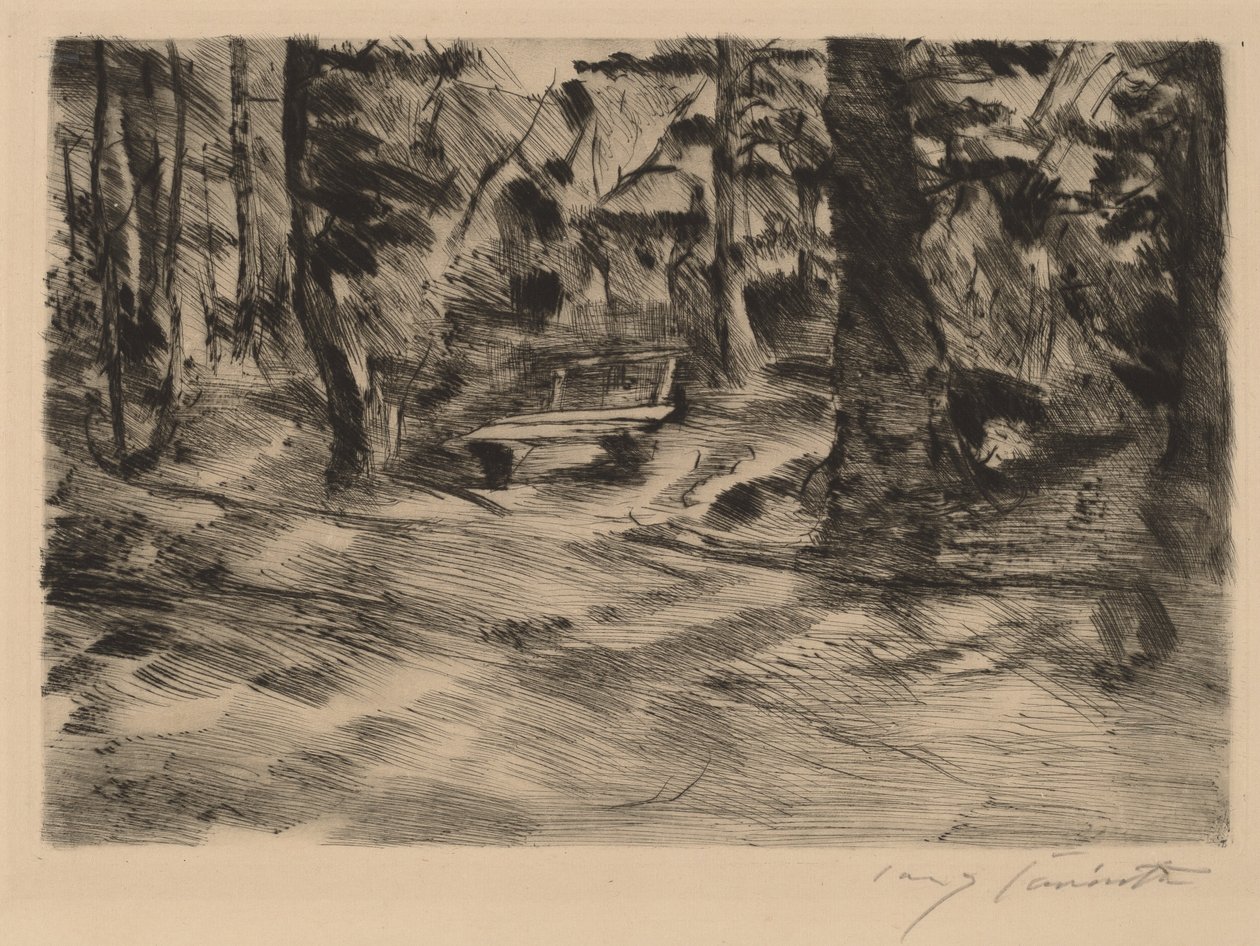 Bank im Walde II 森林中的长椅 II, 1917年。 作者 洛维斯·科林斯（Lovis Corinth）