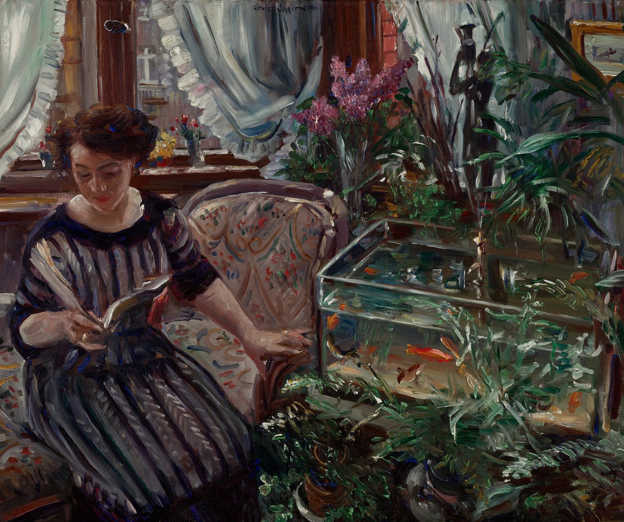 金鱼缸边的女士 作者 洛维斯·科林斯（Lovis Corinth）