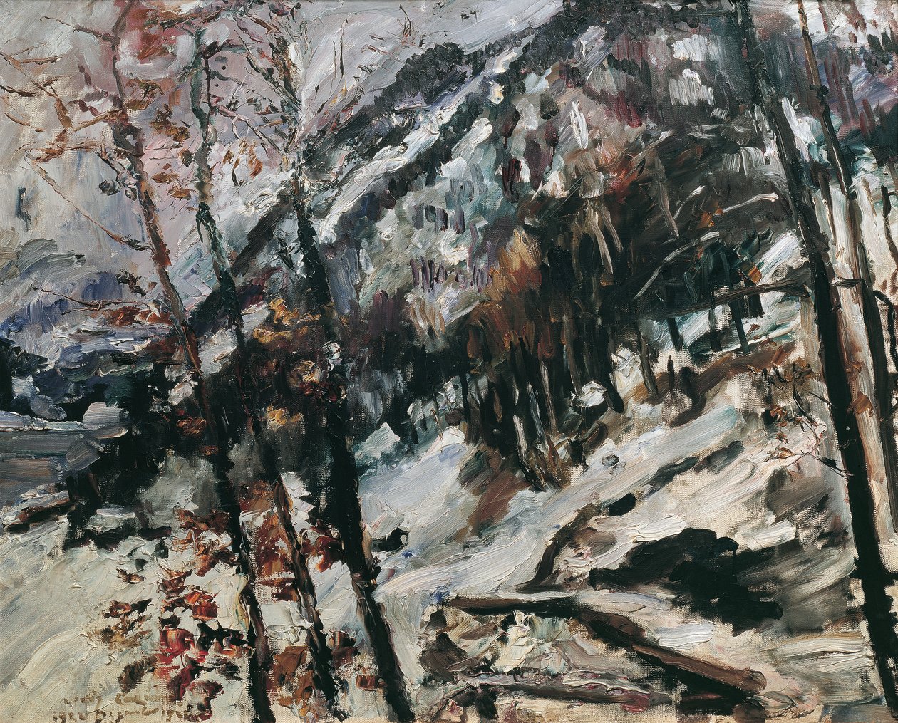 雪中瓦尔琴湖上的赫尔佐格峰 作者 洛维斯·科林斯（Lovis Corinth）