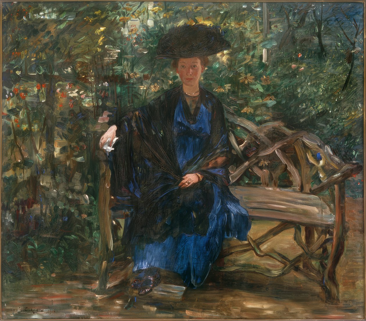 花园长椅上的Else Kaumann 作者 洛维斯·科林斯（Lovis Corinth）
