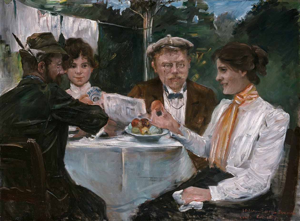 在马克斯-哈尔贝的花园里享用早餐 作者 洛维斯·科林斯（Lovis Corinth）