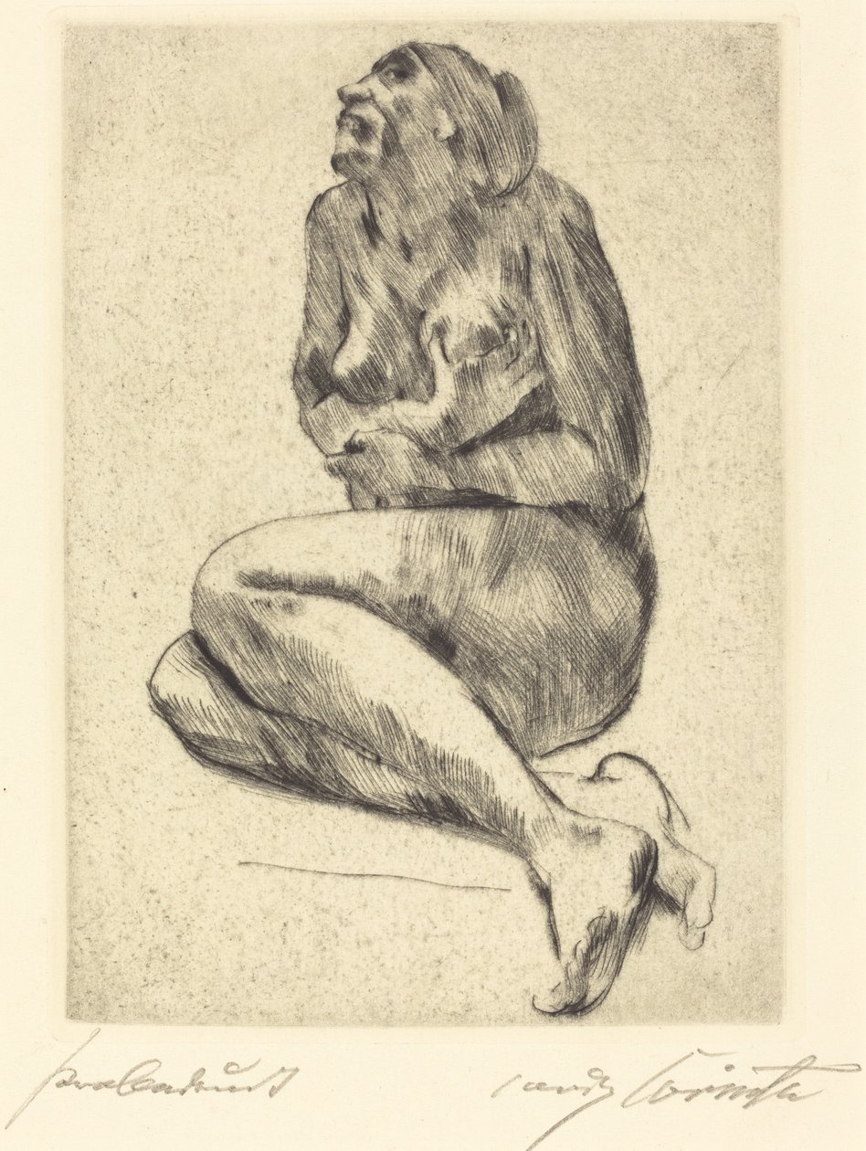 蹲在地上的女性裸体 (Crouching Female Nude) 作者 洛维斯·科林斯（Lovis Corinth）