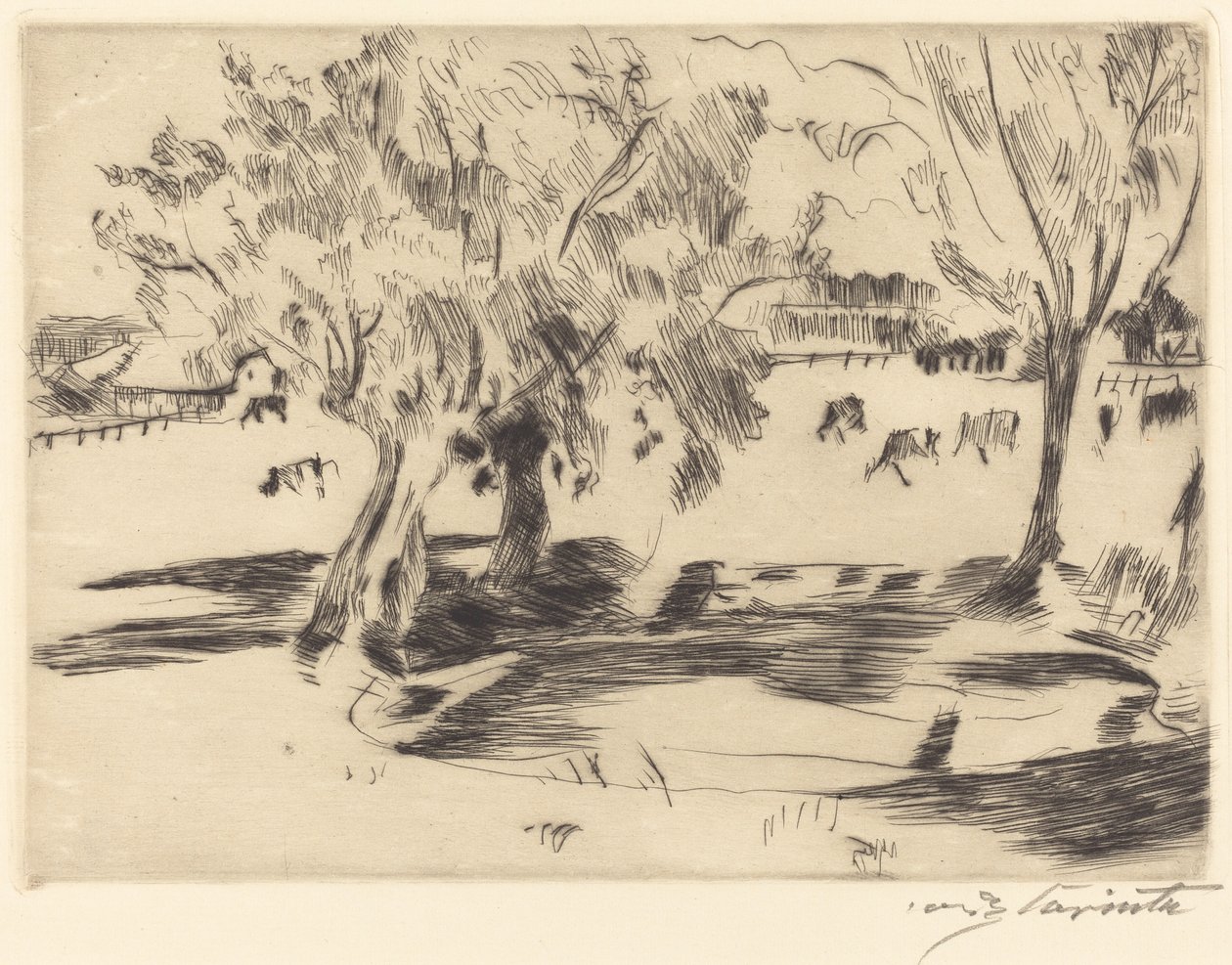 有牛的风景 (Landscape mit Cows) 作者 洛维斯·科林斯（Lovis Corinth）