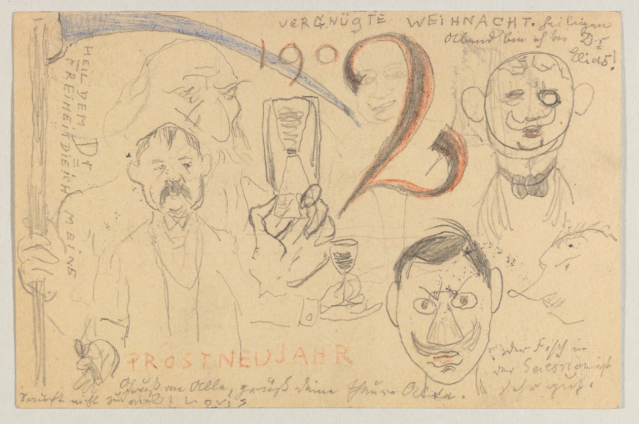 Lovis Corinth 致 Carl Strathmann：明信片，1901 年 12 月 24 日邮戳 作者 洛维斯·科林斯（Lovis Corinth）