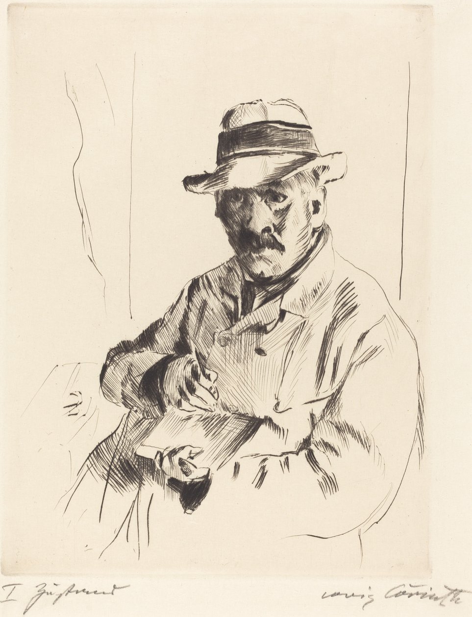 戴草帽的自画像》（《戴草帽的自画像》）。 作者 洛维斯·科林斯（Lovis Corinth）