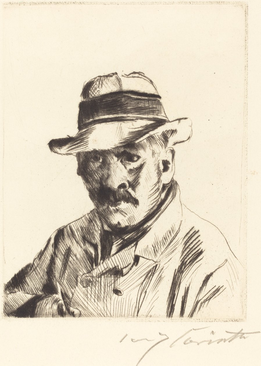 戴草帽的自画像》（《戴草帽的自画像》）。 作者 洛维斯·科林斯（Lovis Corinth）