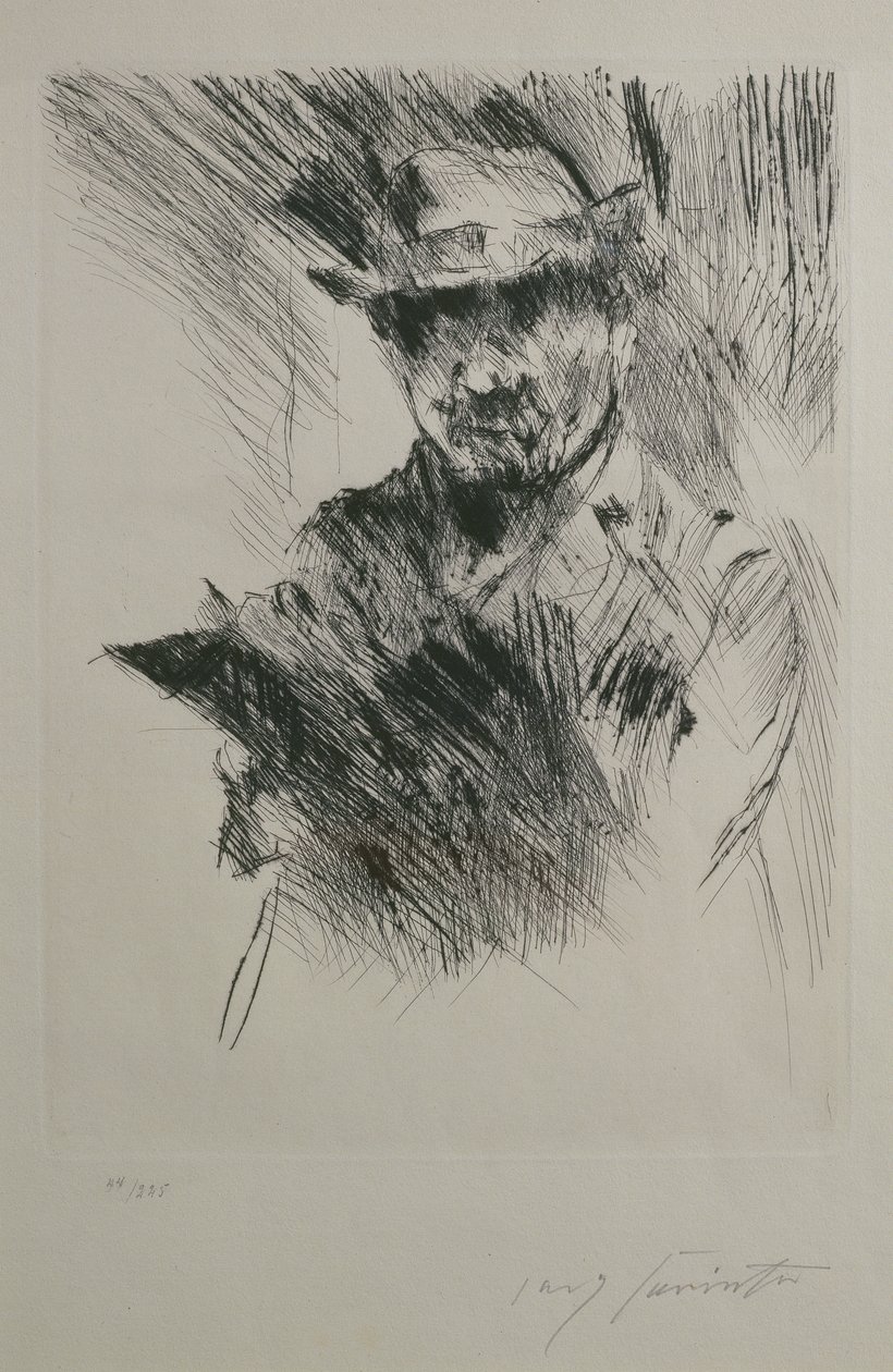自画像，c.1920-21（干点） 作者 洛维斯·科林斯（Lovis Corinth）