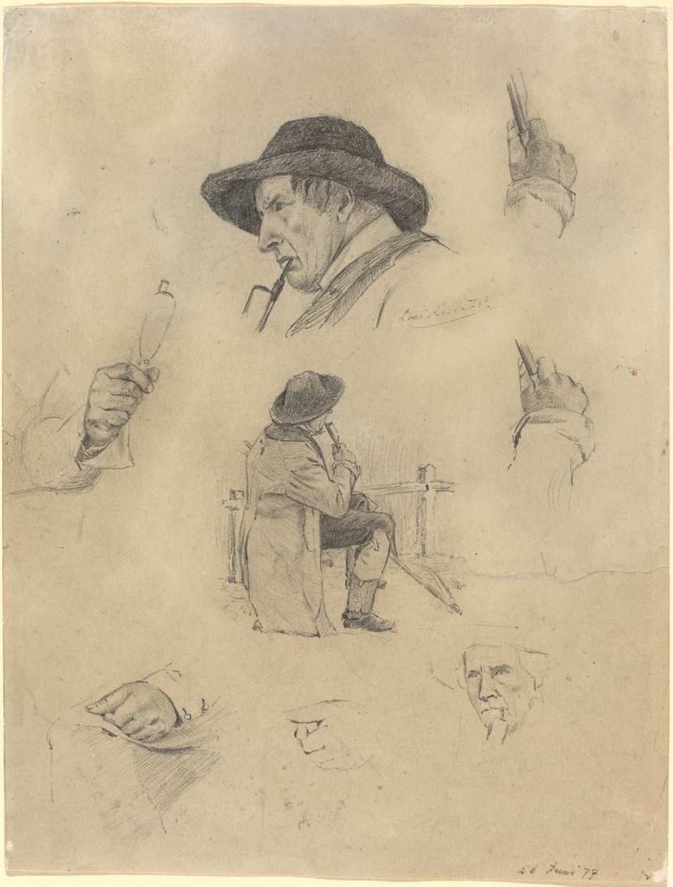 素描画页，1877年。 作者 洛维斯·科林斯（Lovis Corinth）