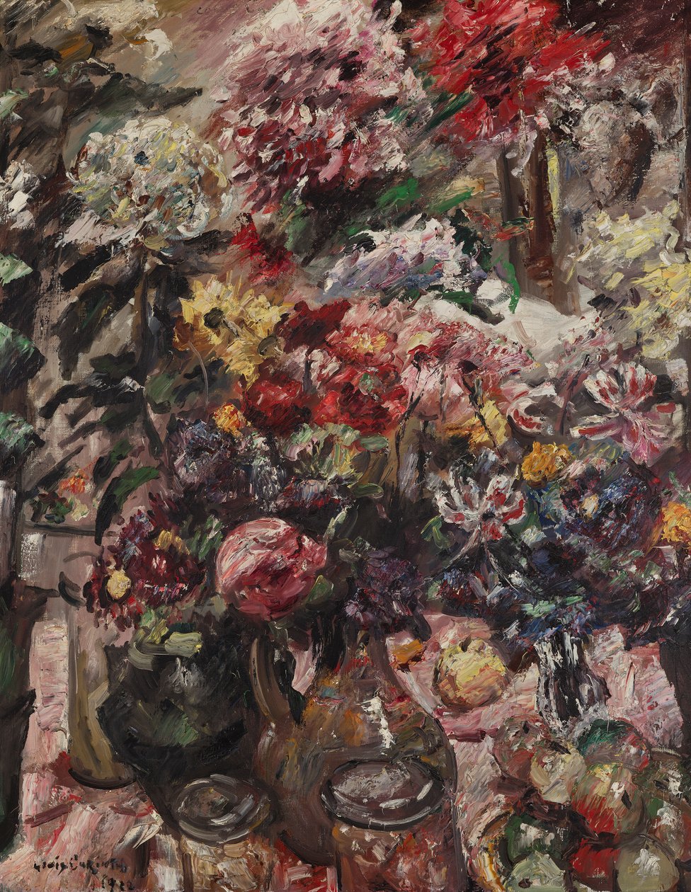 菊花和金盏花静物画 作者 洛维斯·科林斯（Lovis Corinth）