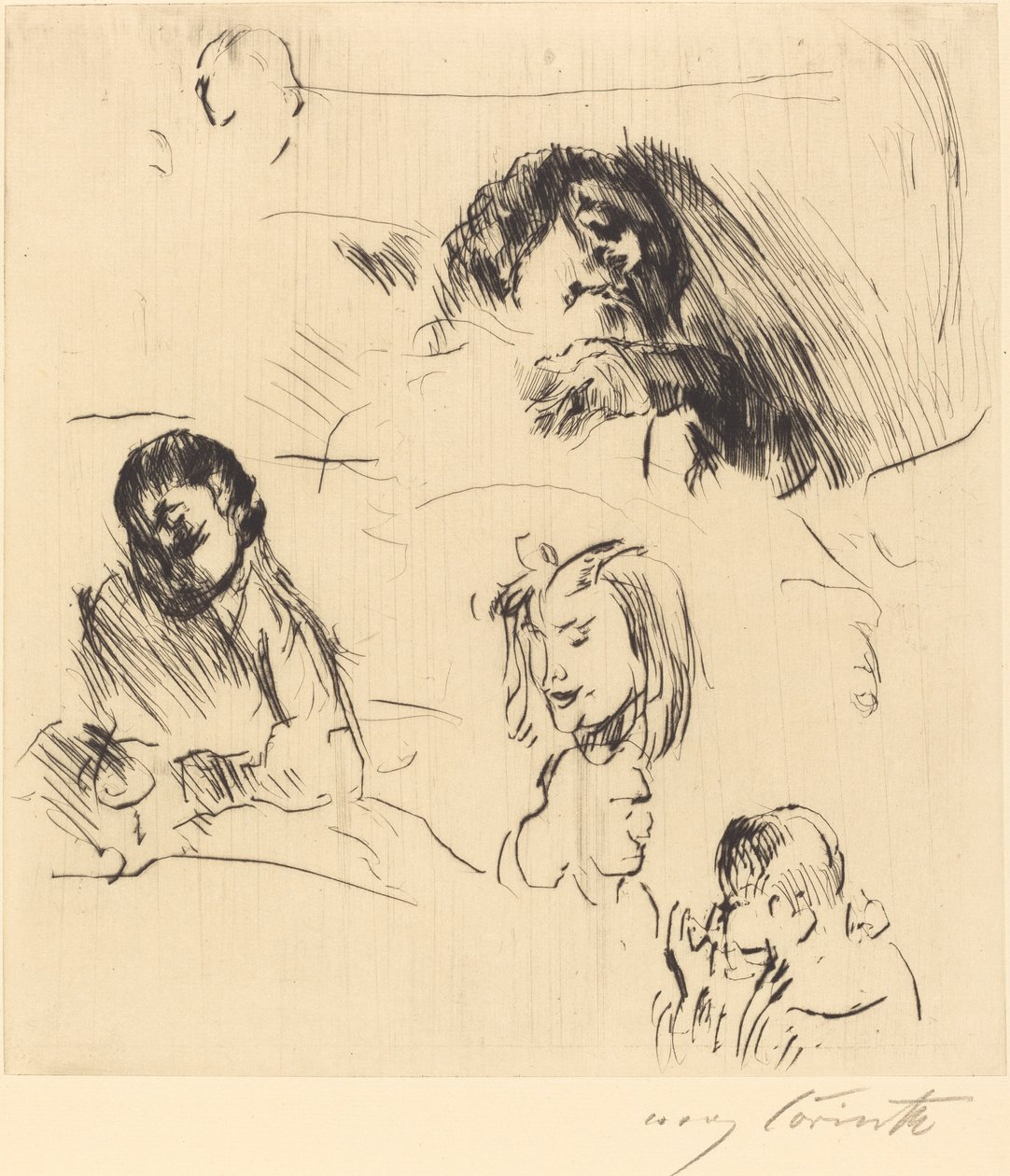 各种肖像研究（肖像素描）。 作者 洛维斯·科林斯（Lovis Corinth）