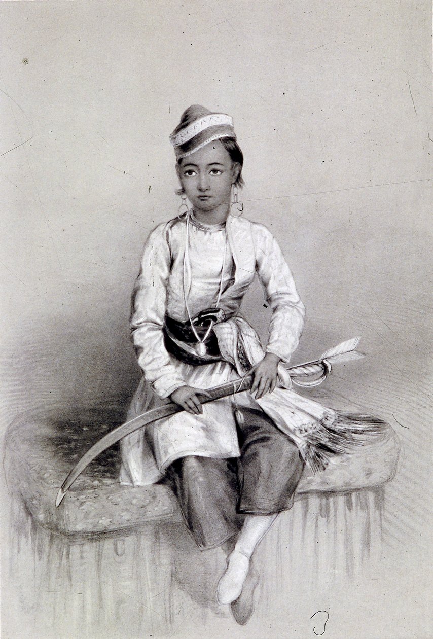 一个年轻的山区拉贾》，1844年 作者 洛斯·狄金森