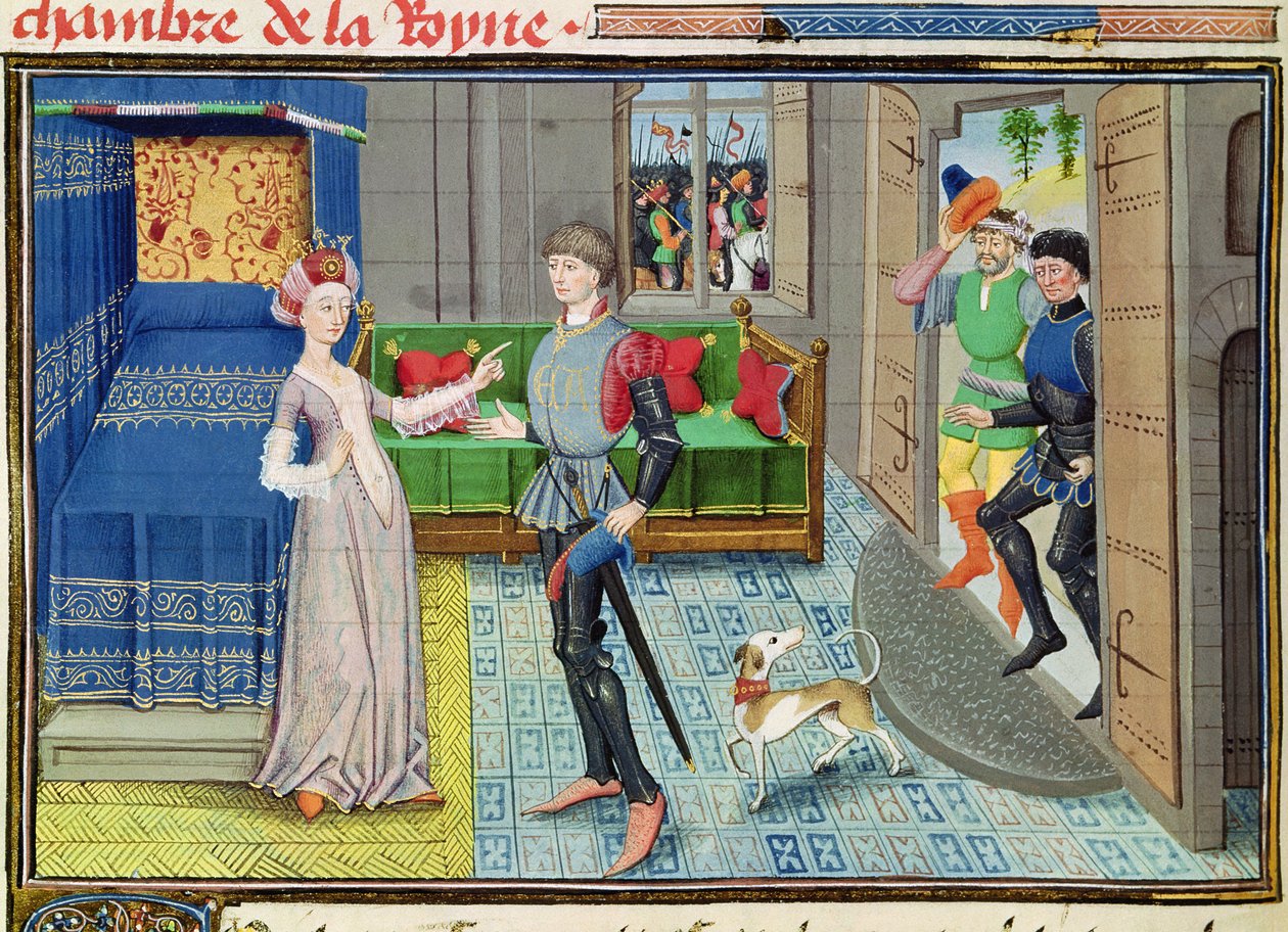从Renaud de Montauban周期开始，女王卧室里的Aigremont和Isanne的Maugis女士5072 fol.130v 作者 洛伊塞特·利德