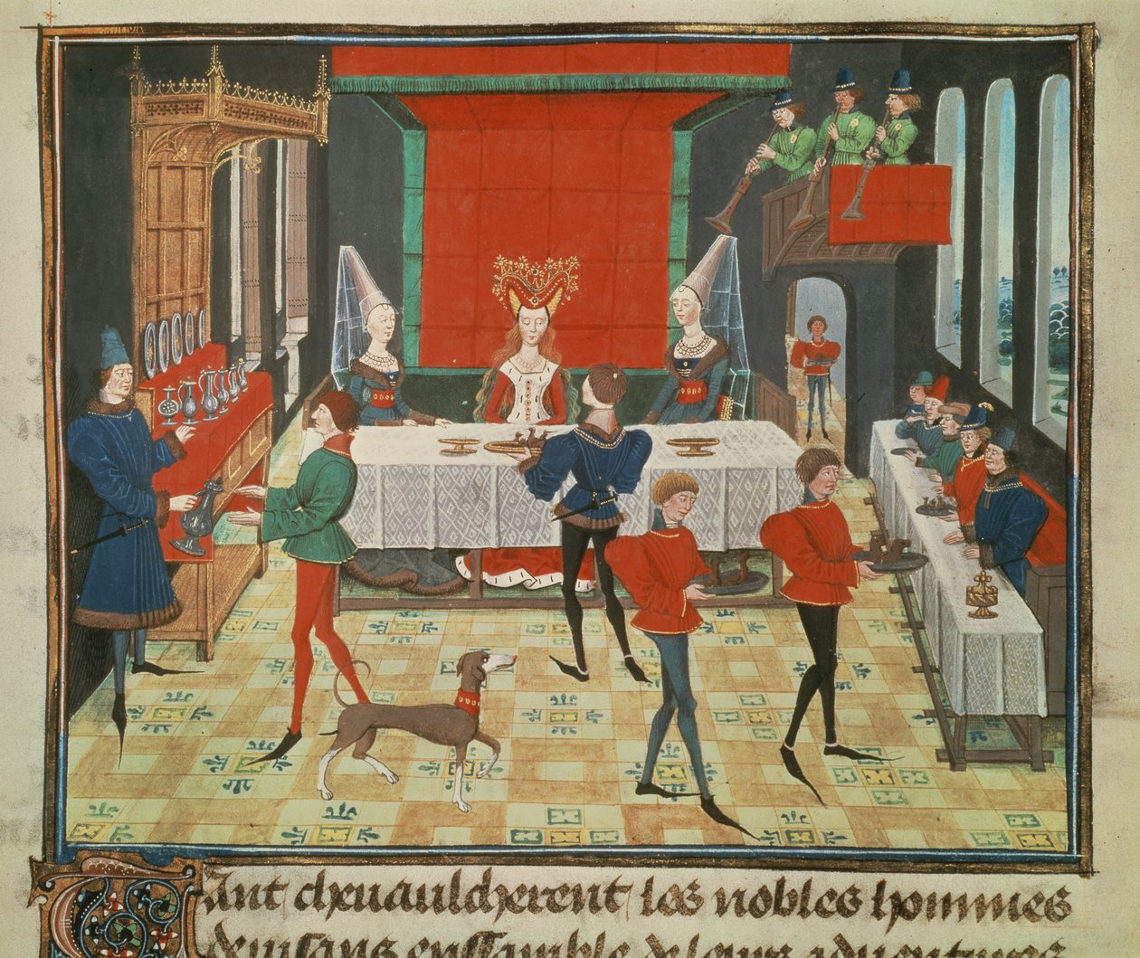 5073 f.140v来自Renaud de Montauban周期的优质女士餐桌服务 作者 洛伊塞特·利德
