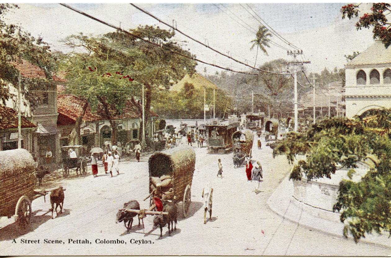 街景，Pettah，科伦坡，锡兰，c.1900-20（手工彩色照片） 作者 有限公司锡兰普拉特