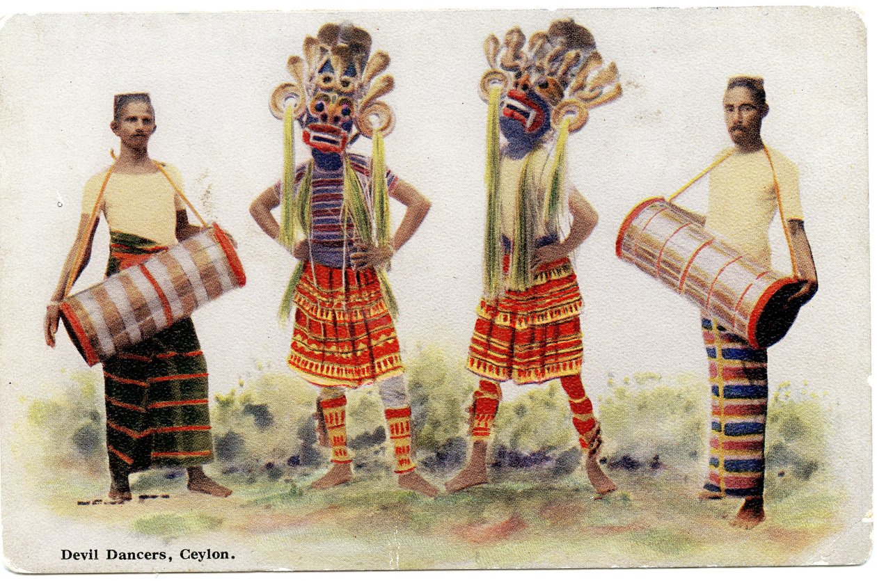 魔鬼舞者，锡兰，c.1900-20（手工彩色照片） 作者 有限公司锡兰普拉特