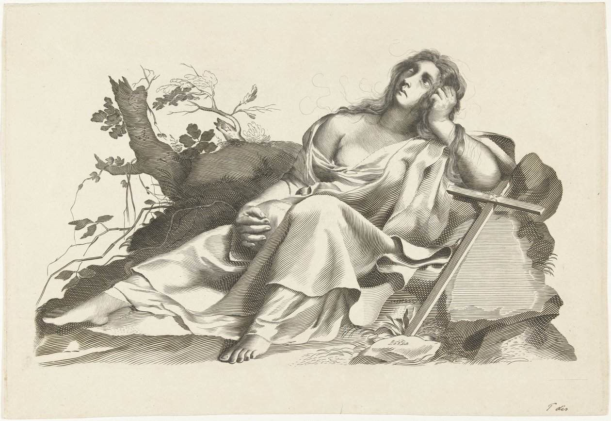 坐在十字架上的希望化身 作者 Lubertus Teunis van Deth