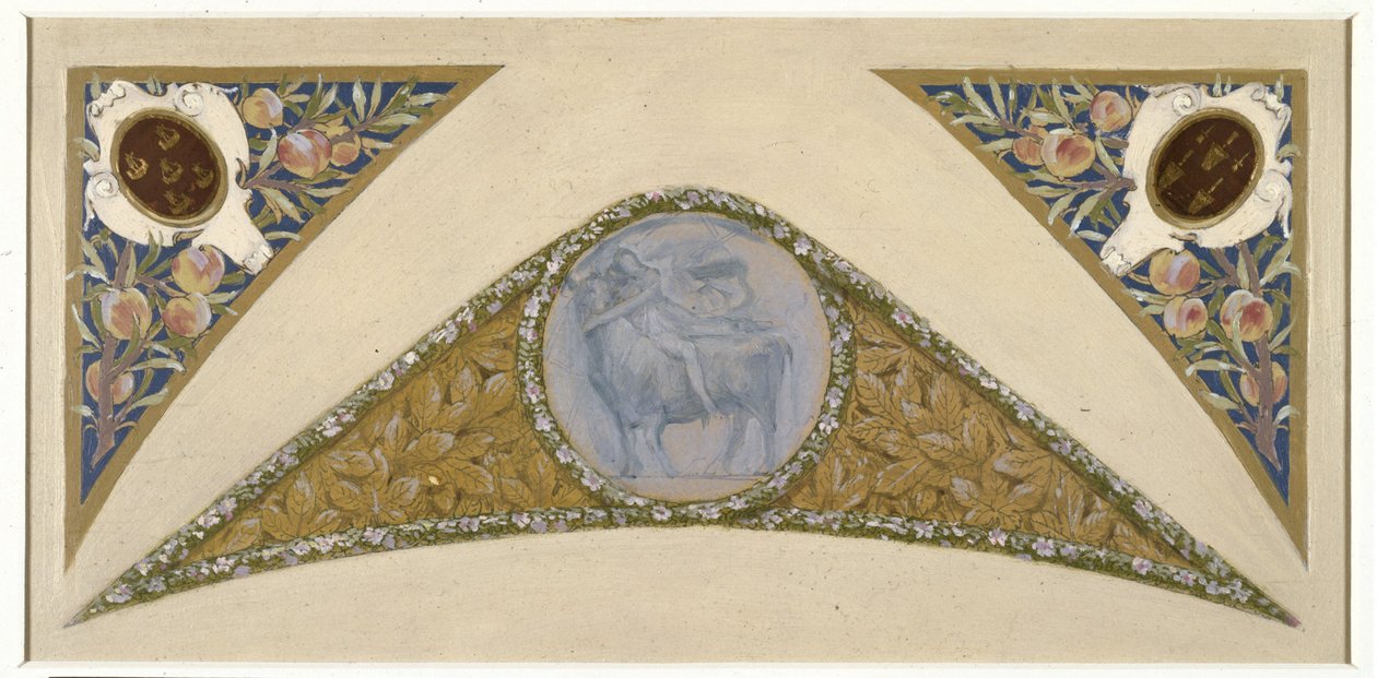 巴黎市政厅节日楼梯草图：公牛，约 1888 - 1898 年（油画，描图纸） 作者 吕克·奥利弗·梅森