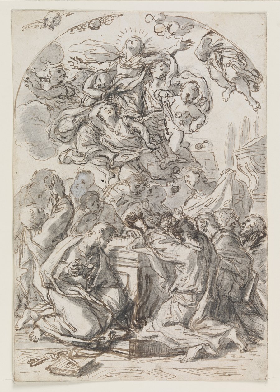 圣母升天;一个女人和一个孩子的头 作者 卢卡·乔丹奴（Luca Giordano）