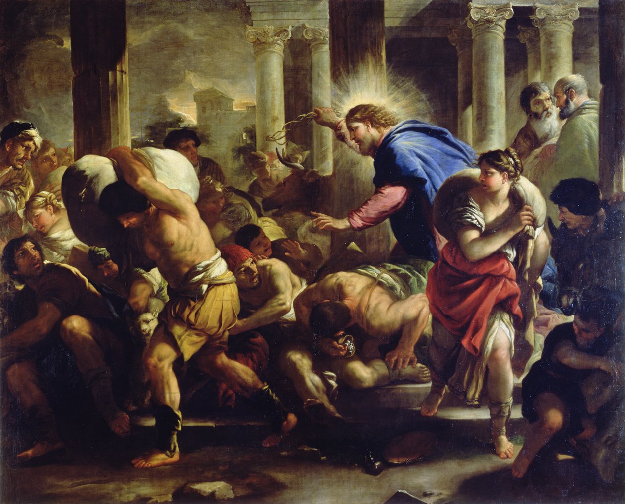 基督从圣殿中驾驶商人 作者 卢卡·乔丹奴（Luca Giordano）