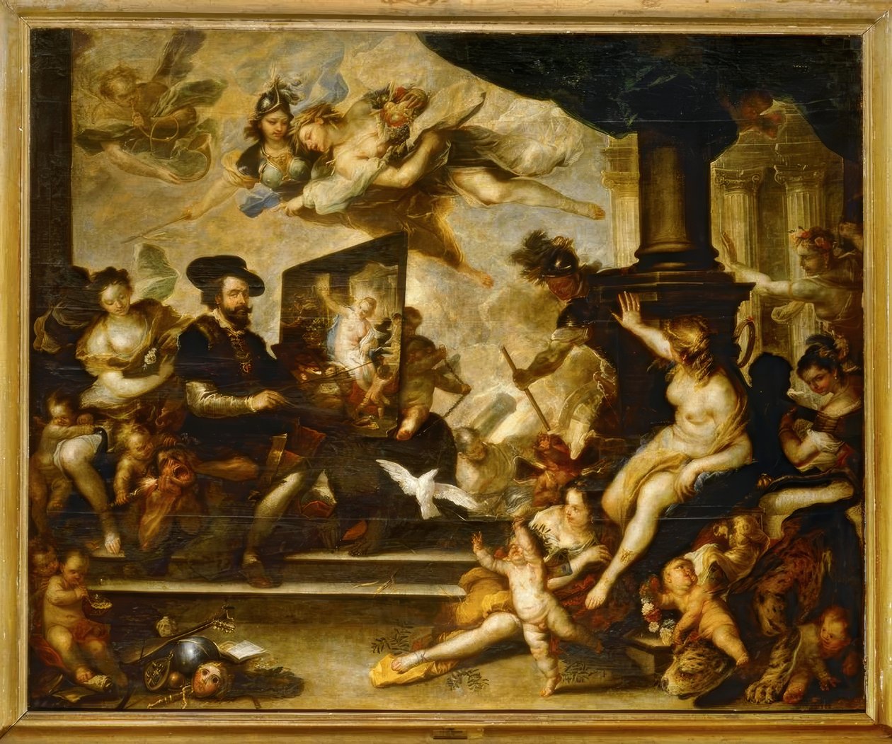 鲁本斯在作品上的绘画：和平的寓言 作者 卢卡·乔丹奴（Luca Giordano）