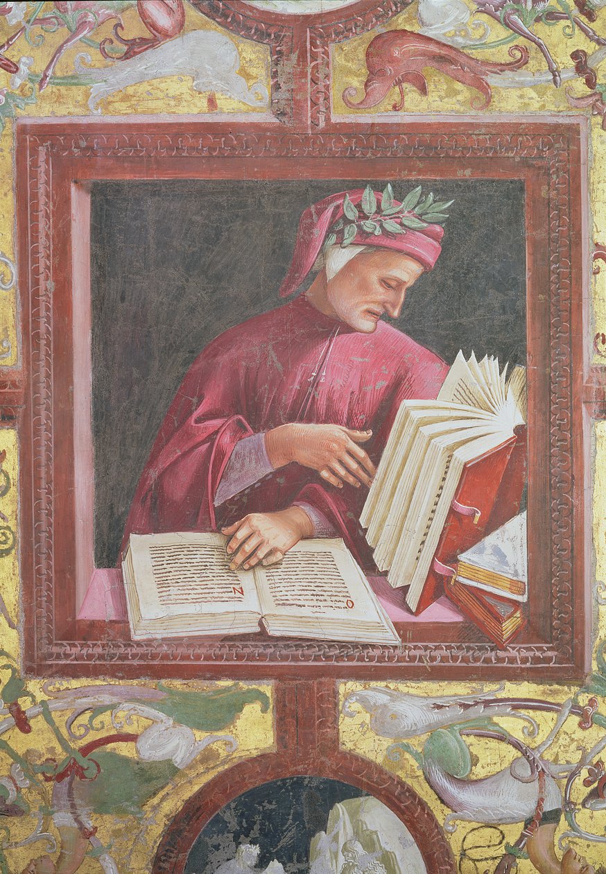 诗人但丁（1265-1321）细节来自圣布里西奥教堂的最后审判周期，1499-1504 作者 卢卡·西诺雷利（Luca Signorelli）