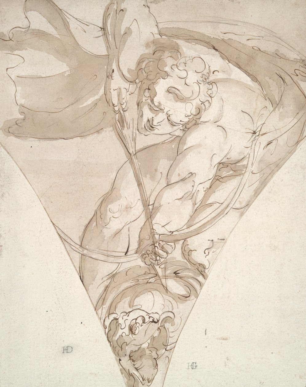 阿波罗杀死蟒蛇》，热那亚安东尼奥-多利亚宫（Palazzo Antonio Doria）壁画的研究作品 作者 卢卡·坎比亚索