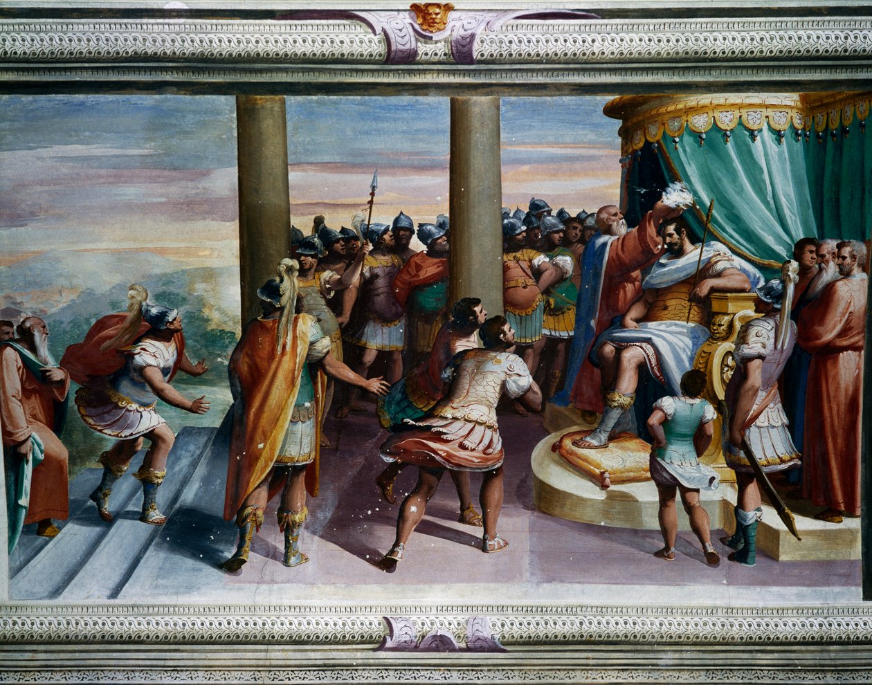 萨宾的强奸》（16世纪），作者Luca Cambiaso（1527-1585），壁画，意大利利古里亚热那亚的Villa Imperiale，详细介绍 作者 卢卡·坎比亚索