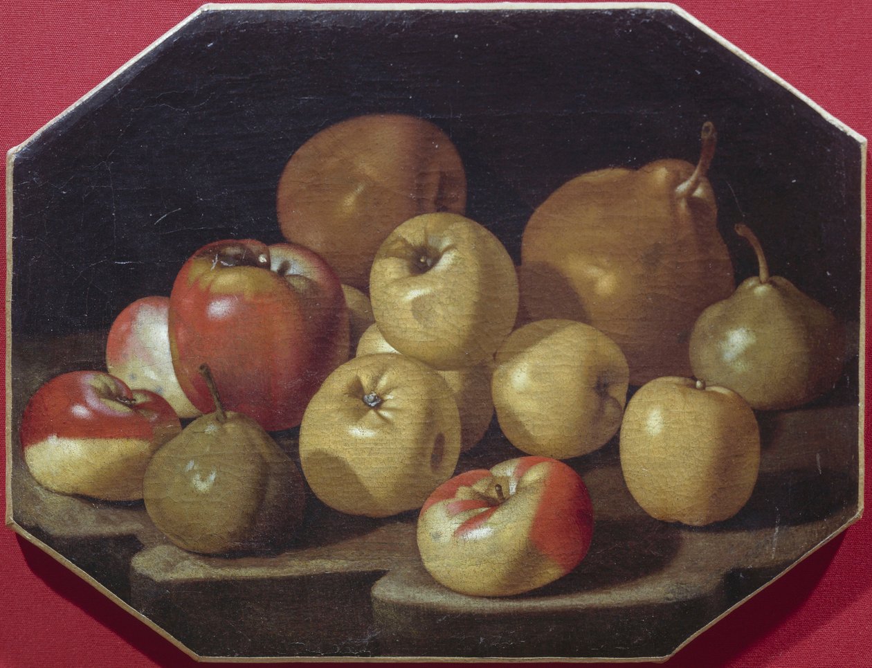 苹果和梨的静物，卢卡·福特 (1610-1670) 的油画 作者 卢卡·福特（Luca Forte）
