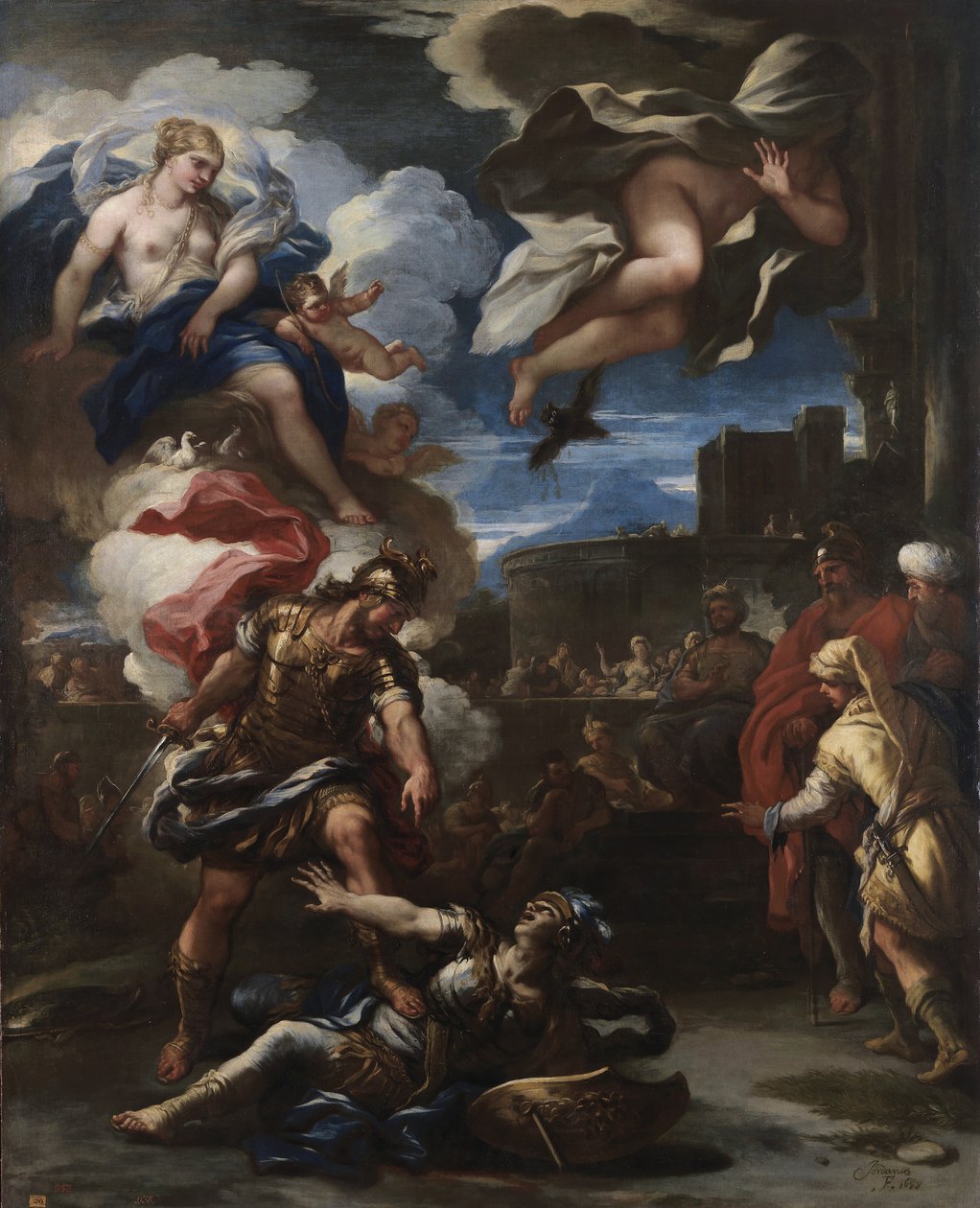 埃涅阿斯（Eeneas）击败图努斯（Turnus），1688年 作者 卢卡·乔丹奴（Luca Giordano）