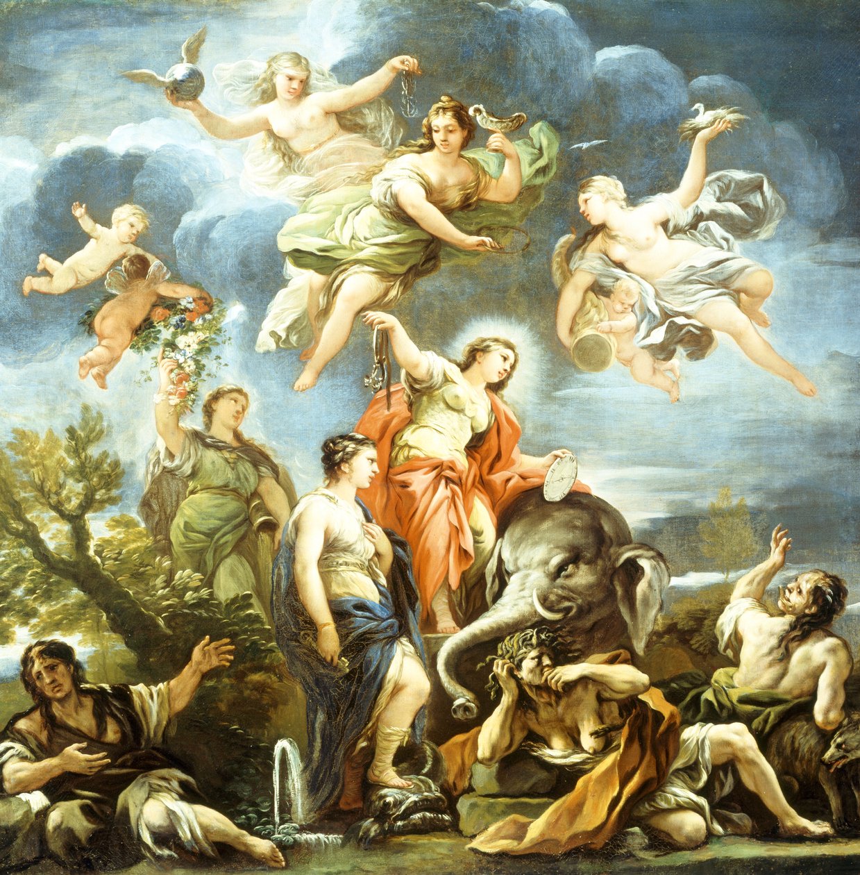 节制的寓言》，卢卡-乔丹诺，布面油画 作者 卢卡·乔丹奴（Luca Giordano）