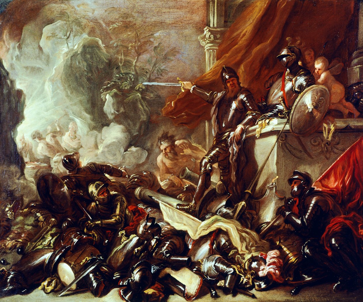 战争寓言，卢卡·佐丹奴 (1634-1705) 作，布面油画，61x50 厘米 作者 卢卡·乔丹奴（Luca Giordano）