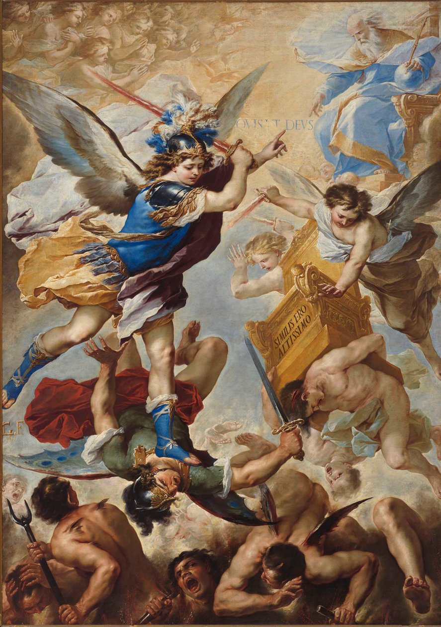 大天使米迦勒击败反叛的天使，1657年。 作者 卢卡·乔丹奴（Luca Giordano）